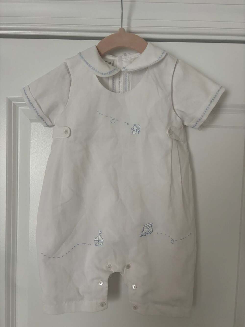 Baby Boy Embroidered Romper with Vehicles